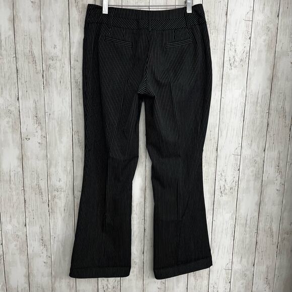 Studio 1940 Y2K Black White Pinstripe Mid Rise Flare Work Dress Pants 6 Petite - Picture 2 of 8